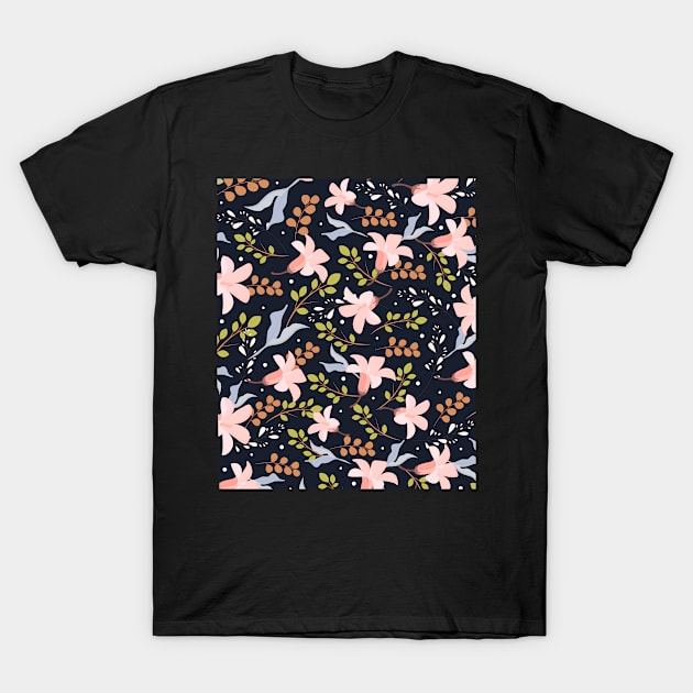 Flowers Panttern T-Shirt by AWESOME ART